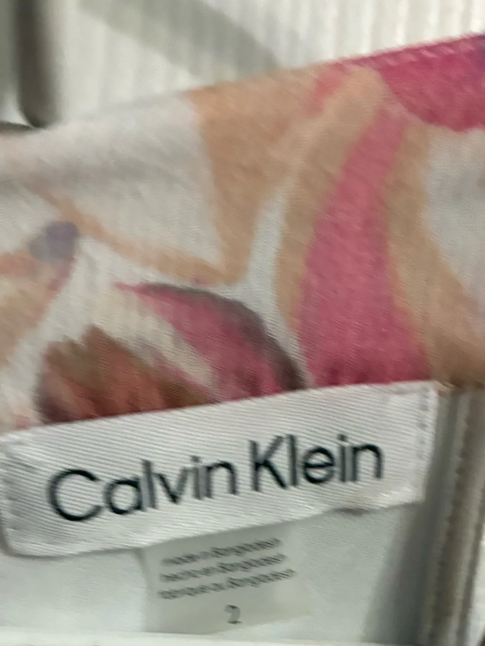 Calvin Klein Floral Print Dress in Cream with Pink and Peach